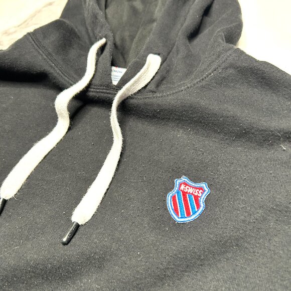 K-Swiss Black Logo Tape Hoodie | Men’s M | Retro Athletic Streetwear 🏁 - Picture 3 of 6